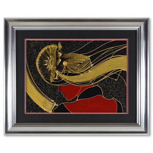 Martiros Manoukian, "Golden Grace" Framed Limited Edition Mixed Media Silkscreen, Numbered and Hand Signed with Letter of Authenticity.