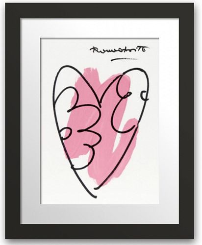 Romero Britto- One of a kind on paper "Heart (Pink)"