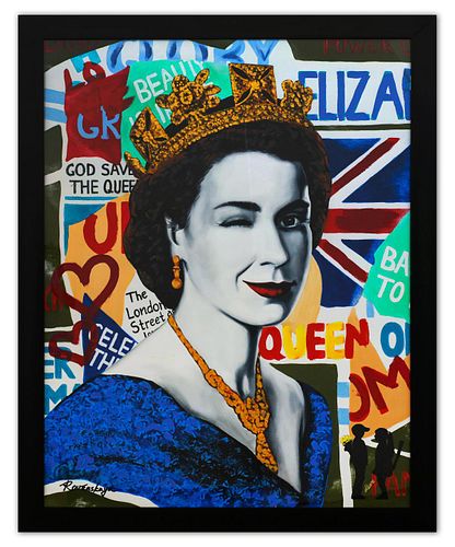 Nastya Rovenskaya- Original Mixed Media on Paper "Queen Elizabeth"
