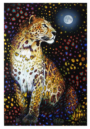 Vera V. Goncharenko- Original Giclee on Canvas "Looking At The Moon"