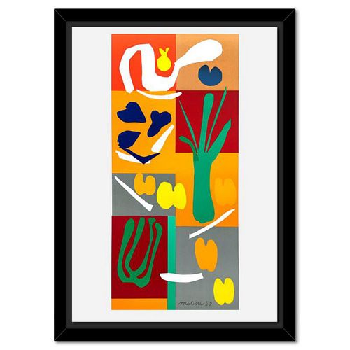 Henri Matisse 1869-1954 (After), "Vegetaux" Framed Limited Edition Lithograph with Certificate of Authenticity.