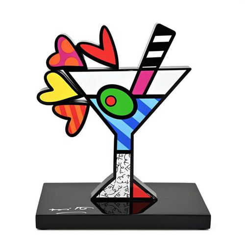 Britto "Martini" Hand Signed Limited Edition Sculpture; Authenticated.
