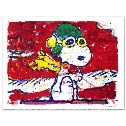 Low Fat Meal Over Santa Monica Limited Edition Hand Pulled Original Lithograph by Renowned Charles Schulz Protege, Tom Everhart. Numbered and Hand Sig