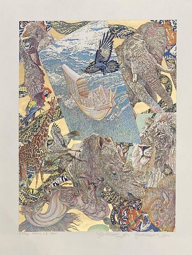 Guillaume Azoulay- Mixed Media Limited Edition Giclee with gold leaf "Genesis"