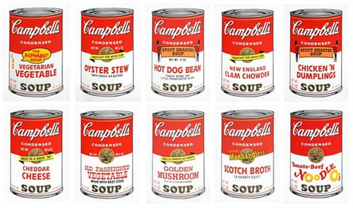 Andy Warhol- Silk Screen (Portfolio consisting of 10 different Soup Cans) "Campbell's Soup Can Series II"