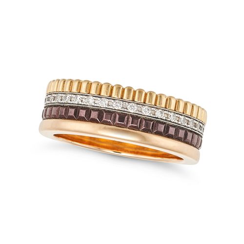 BOUCHERON, A 'LE QUATRE' DIAMOND RING in 18ct yellow gold, set with a row of round brilliant cut ...