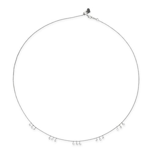 A DIAMOND CHAIN NECKLACE in 18ct white gold, comprising a beaded chain suspending fifteen round b...