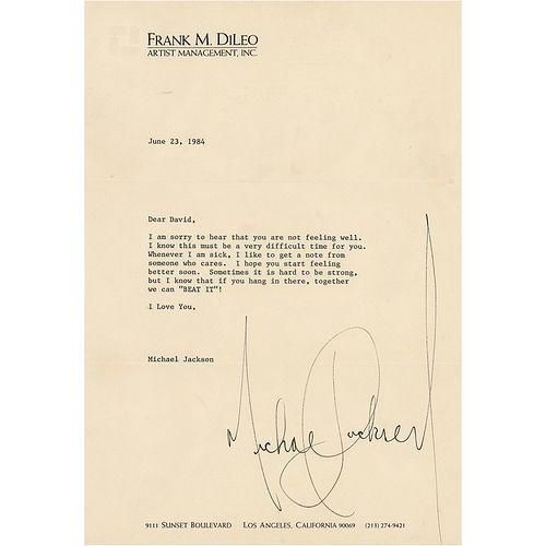 Michael Jackson Typed Letter Signed and &#39;Thriller Party&#39; Glove Invitation