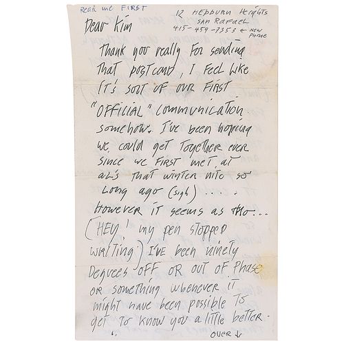 Jerry Garcia Ultra-Rare Autograph Letter Signed with Sketch of Grateful Dead at Greek Theatre