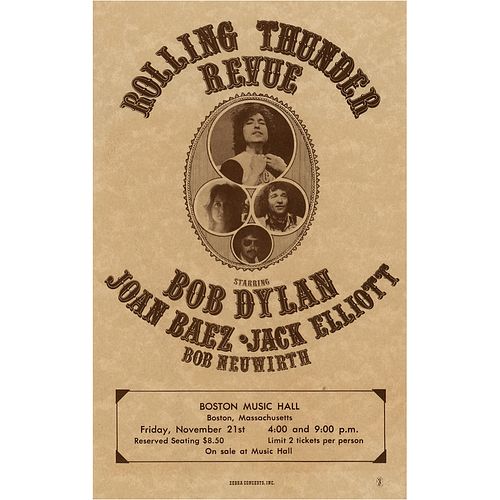 Bob Dylan 1975 Rolling Thunder Revue Handbill