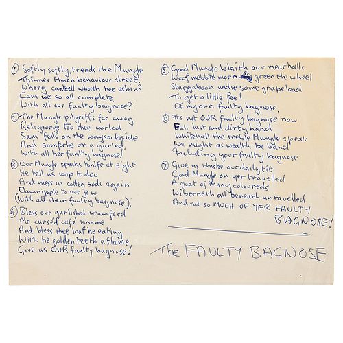 John Lennon Handwritten Poem from &#39;A Spaniard in the Works&#39;