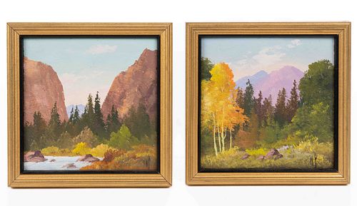 PAIR OF WILLARD PAGE (AMERICAN, 1885-1958) MINIATURE LANDSCAPES