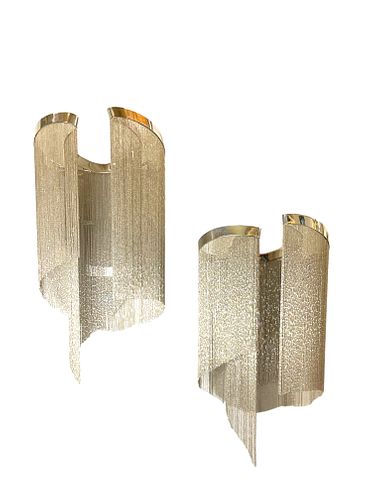 Pair of Wired Custom Lighting Chain Tassel Wall Sconces