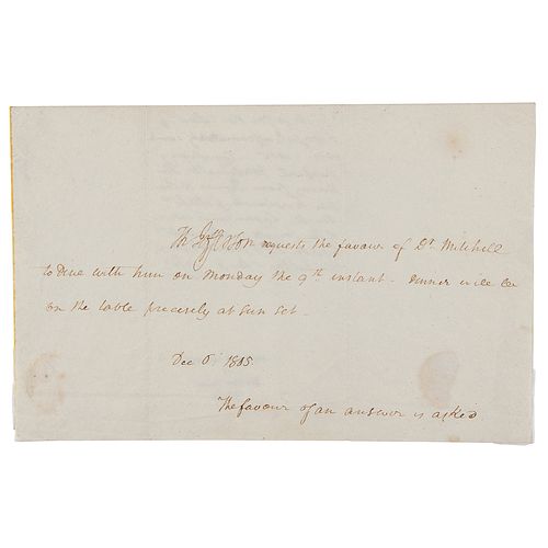 Thomas Jefferson Signed 1805 Invitation and Rare &#39;J&#39; Armorial Serving Bowl