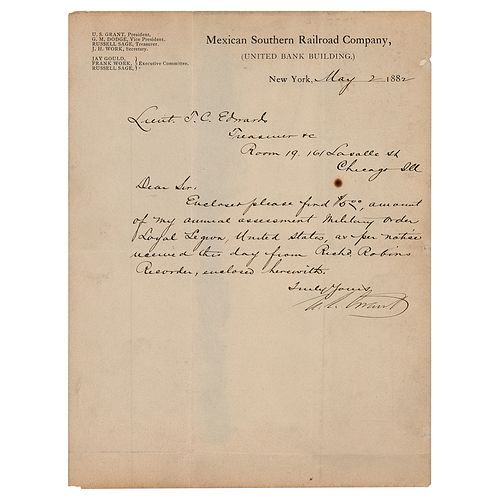 U. S. Grant Letter Signed