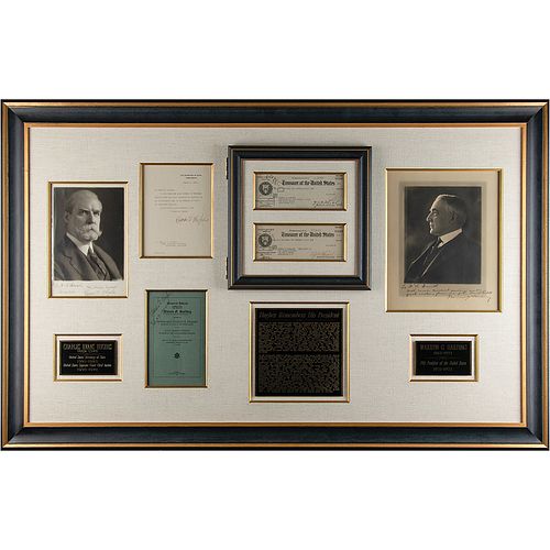 Warren G. Harding (2) Presidential Paychecks on Harding/Hughes Autograph Display