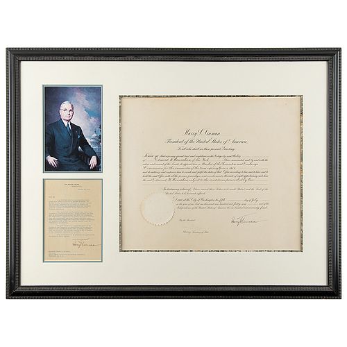 Harry S. Truman DS as President with TLS to SEC Commissioner