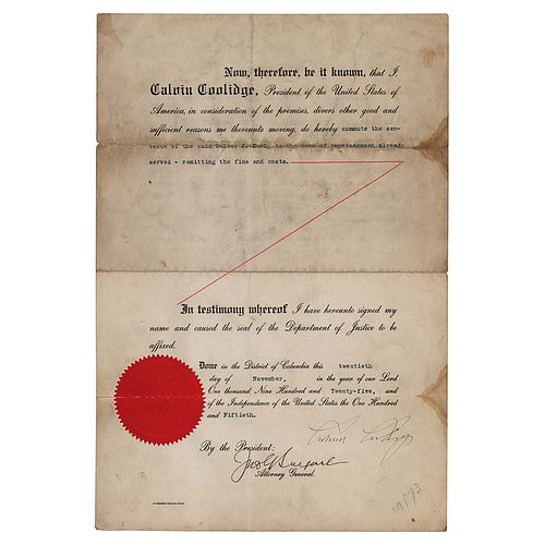 Calvin Coolidge Document Signed as President