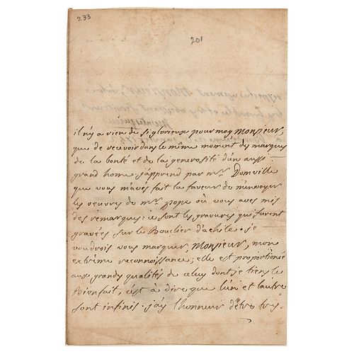 Montesquieu Letter Signed to William Warburton