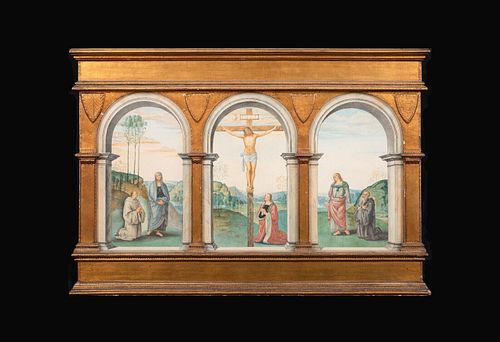  TRIPTYCH JESUS CRUCIFIXION PAINTING