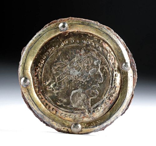 Roman Iron / Gilded Silver Medallion - Aristocratic Man