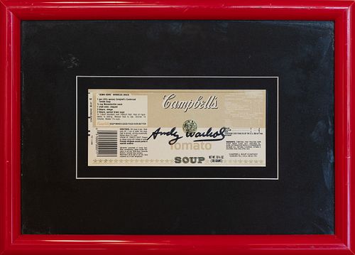 ANDY WARHOL signature on Campbell Tomato Soup label