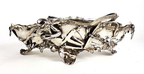 A WMF Figural Silverplated & Crystal Centerpiece