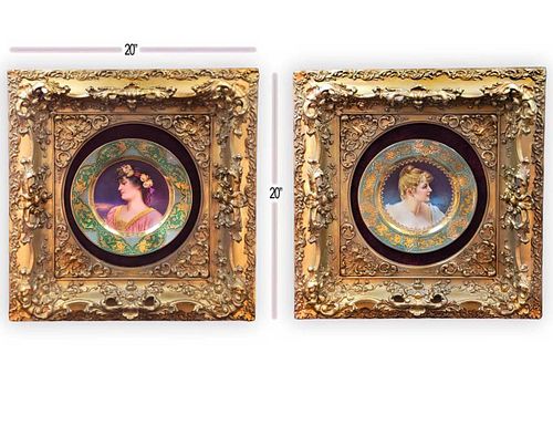 Pair Of 19th C. Royal Vienna Plate In Original Frames
