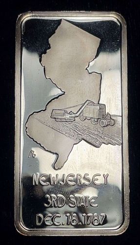 New Jersey 3rd State 1 ozt .999 Silver Bar