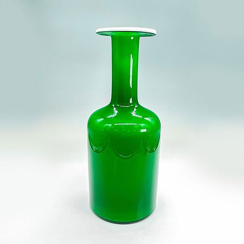 Otto Brauer For Holmegaard Glass Vase, Green and White