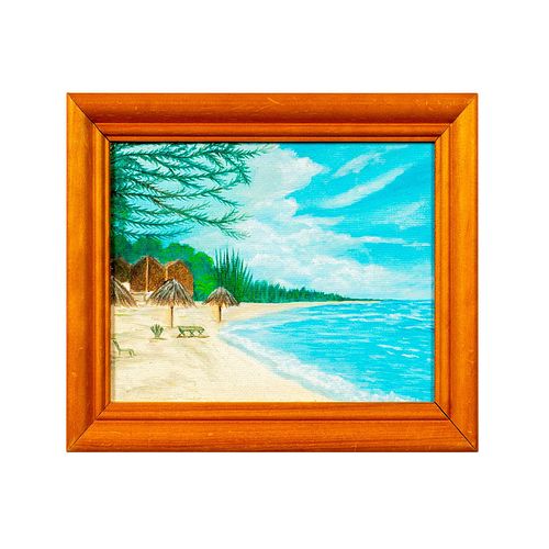 Acrylic Painting on Canvas Panel, Beach Landscape