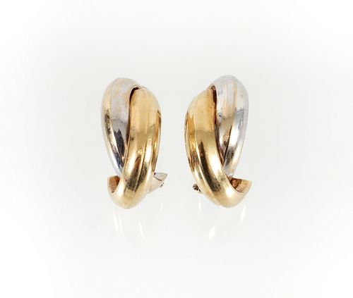 18K Bi-Color Twisted Ring Earrings
