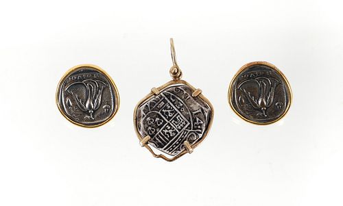 14K Set Antique Spanish Coin Jewelry