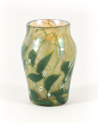 Tiffany Studios Favrile Glass Vase with Vines and Flowers