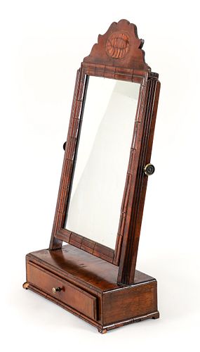 Georgian English Walnut Shaving Mirror