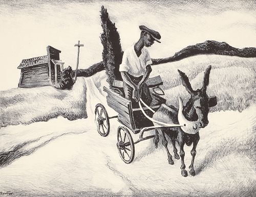 Thomas Hart Benton 1938 lithograph Lonesome Road
