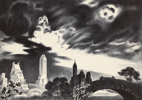 Louis Lozowick 1935 lithograph Angry Skies (Andante Cantabile)