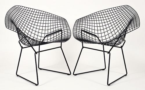 Pair of Harry Bertoia for Knoll Diamond Chairs in Black