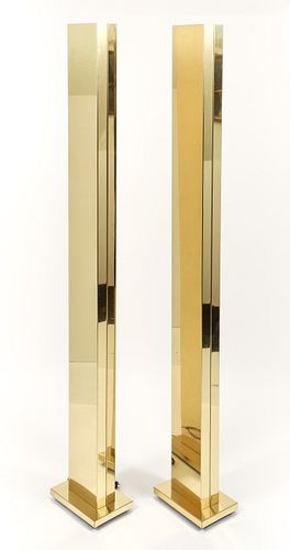 Pair of Casella brass Skyscraper floor lamps
