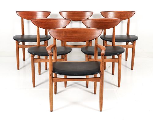 Lane Perception Mid Century Walnut Dining Chairs, Set of 6