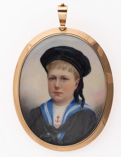 GERALD SINCLAIR HAYWARD (AMERICAN, 1845-1926) MINIATURE PORTRAIT OF A YOUNG BOY