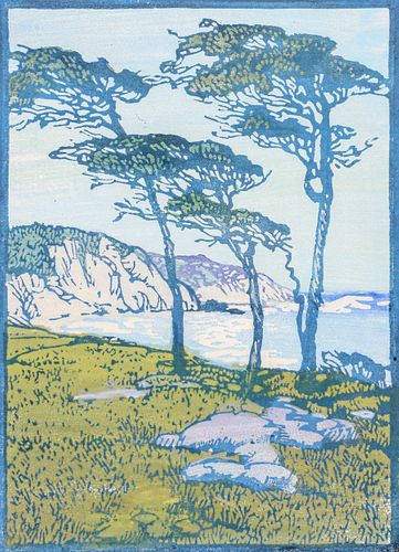 Frances Gearhart Color Woodcut "Fair Weather" c1928