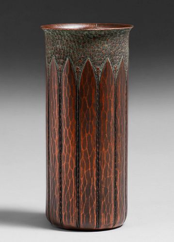 Roycroft - Walter Jennings Hammered Copper Vase c1915