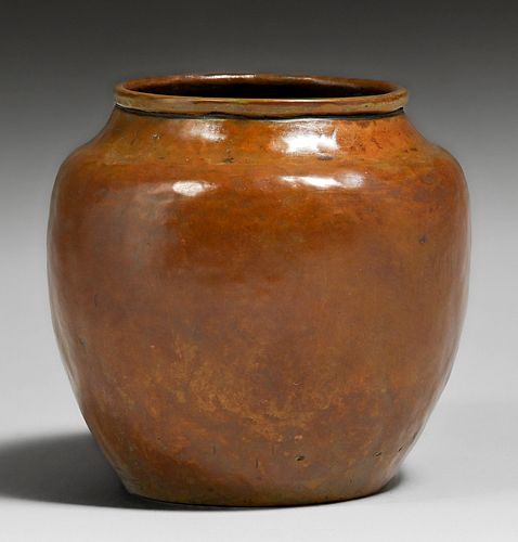 Early Dirk van Erp Hammered Copper Vase c1909