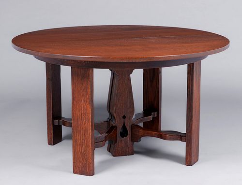 Tobey Furniture Co 54"w Five-Leg Cutout Dining Table c1902