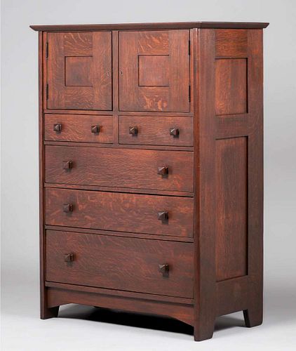 Early Gustav Stickley Tall Chest of Drawers c1901-1902