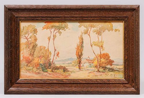 Francis Davis Schwartz Eucalyptus Trees Watercolor c1920