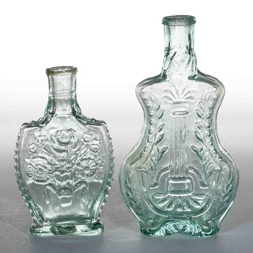 BLOWN-MOLDED FIGURED COMMERCIAL COLOGNE BOTTLES, LOT OF TWO