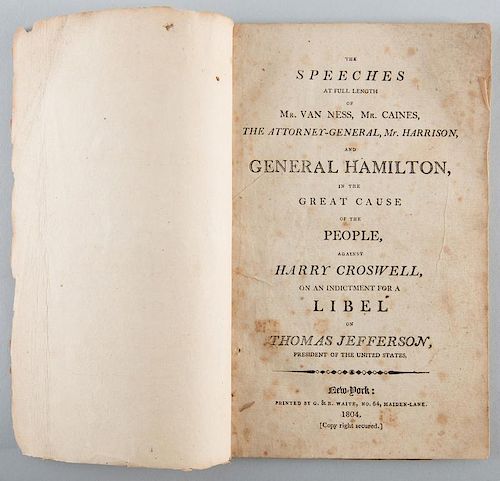 Pamphlet from Jefferson Libel Case, 1804