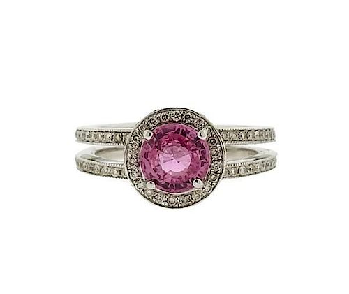 Kobelli 18K Gold Diamond Pink Sapphire Ring